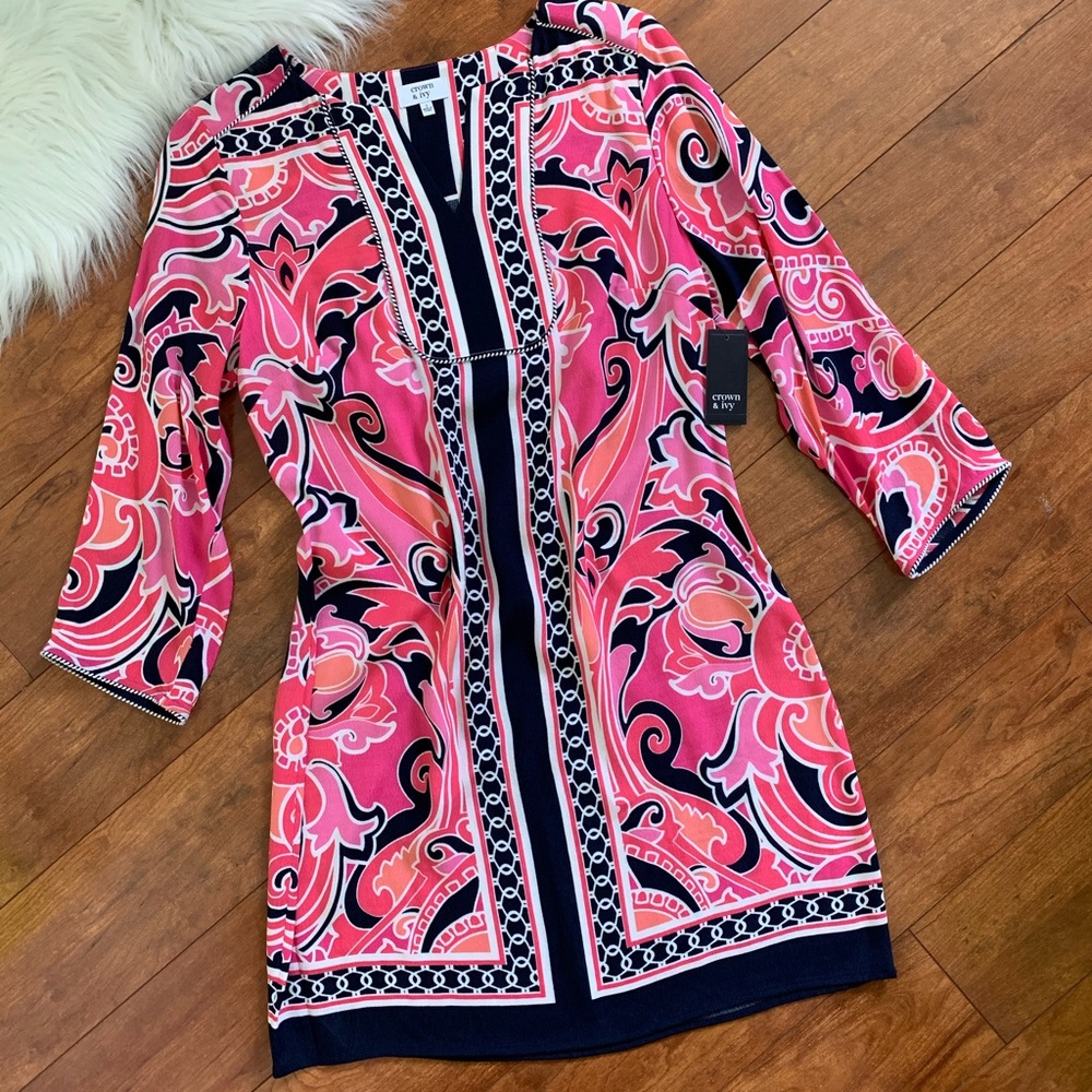 NWT Crown & Ivy "Shades Of Pink" Dress-Size 2